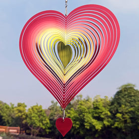 DJUAN wind spinner heart 3D stainless steel for eye-catching yard art year-round.