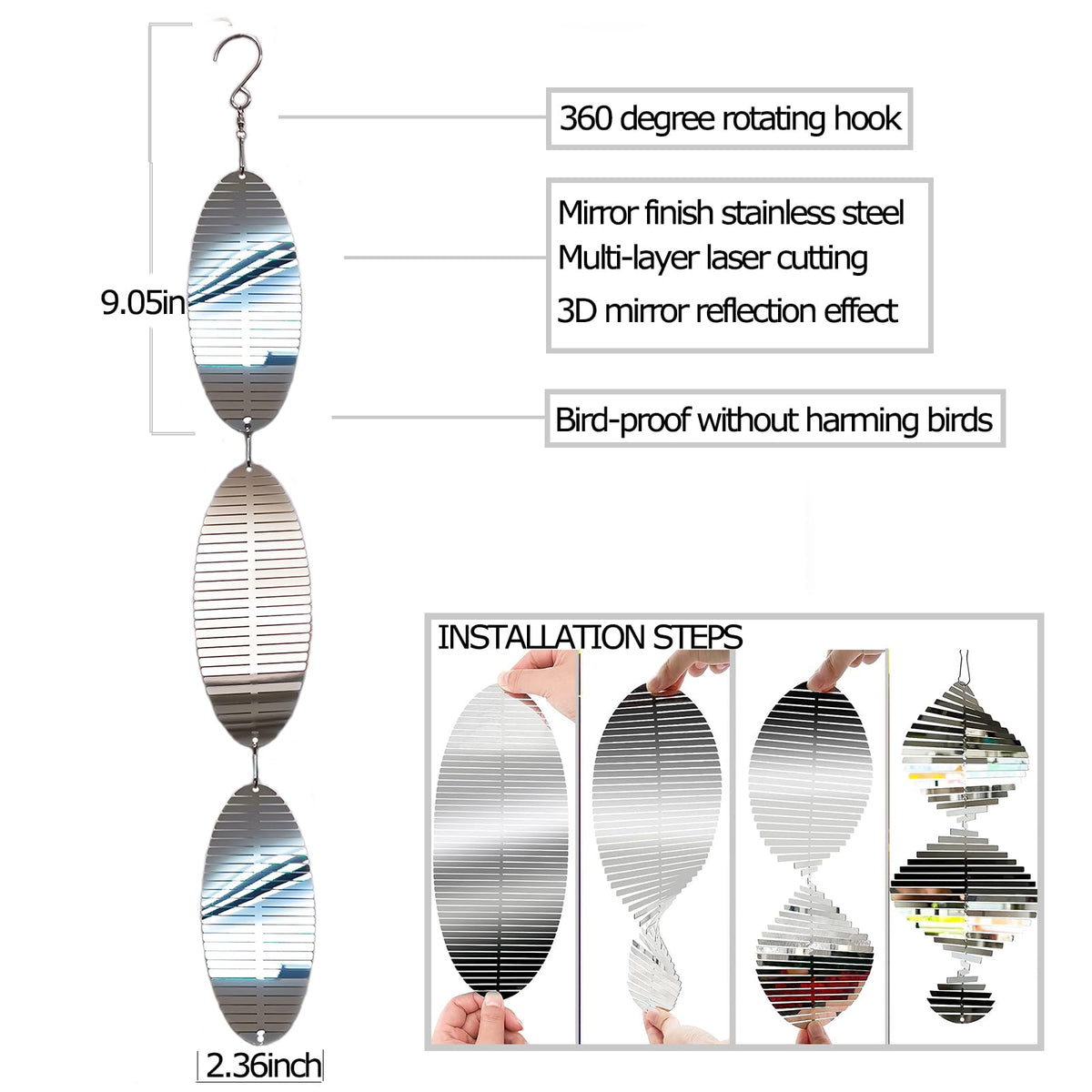 DJUAN yard and farm bird-repellent spin adds visual interest while deterring pests