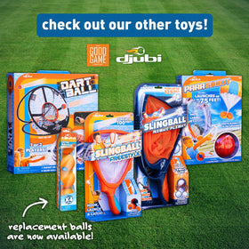 Djubi Slingball family outdoor play enhances active time together.