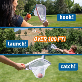 Djubi Slingball high-fly launch demonstrating long-distance throws.