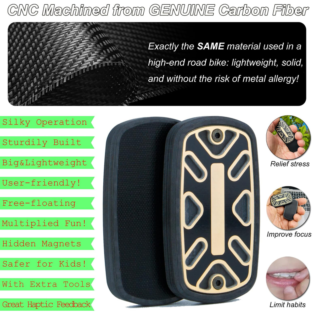 DjuiinoStar Silent Fidget Slider carbon fiber body highlighting compact design