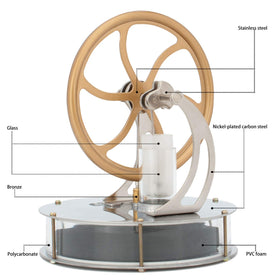 DjuiinoStar Stirling engine's elegant design enhances desk aesthetics and curiosity.