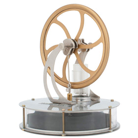DjuiinoStar Stirling engine on mug demo illustrates an educational coffee timer in action.