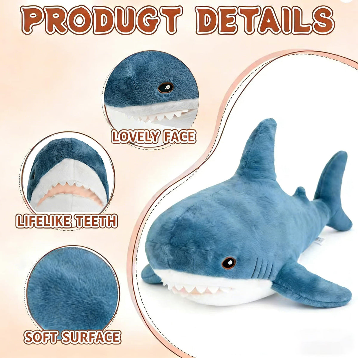 Djungelskog shark plush decorative pillow enhancing bedrooms with charm.