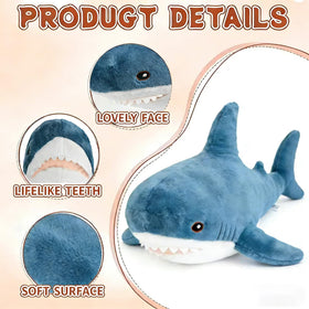 Djungelskog shark plush decorative pillow enhancing bedrooms with charm.
