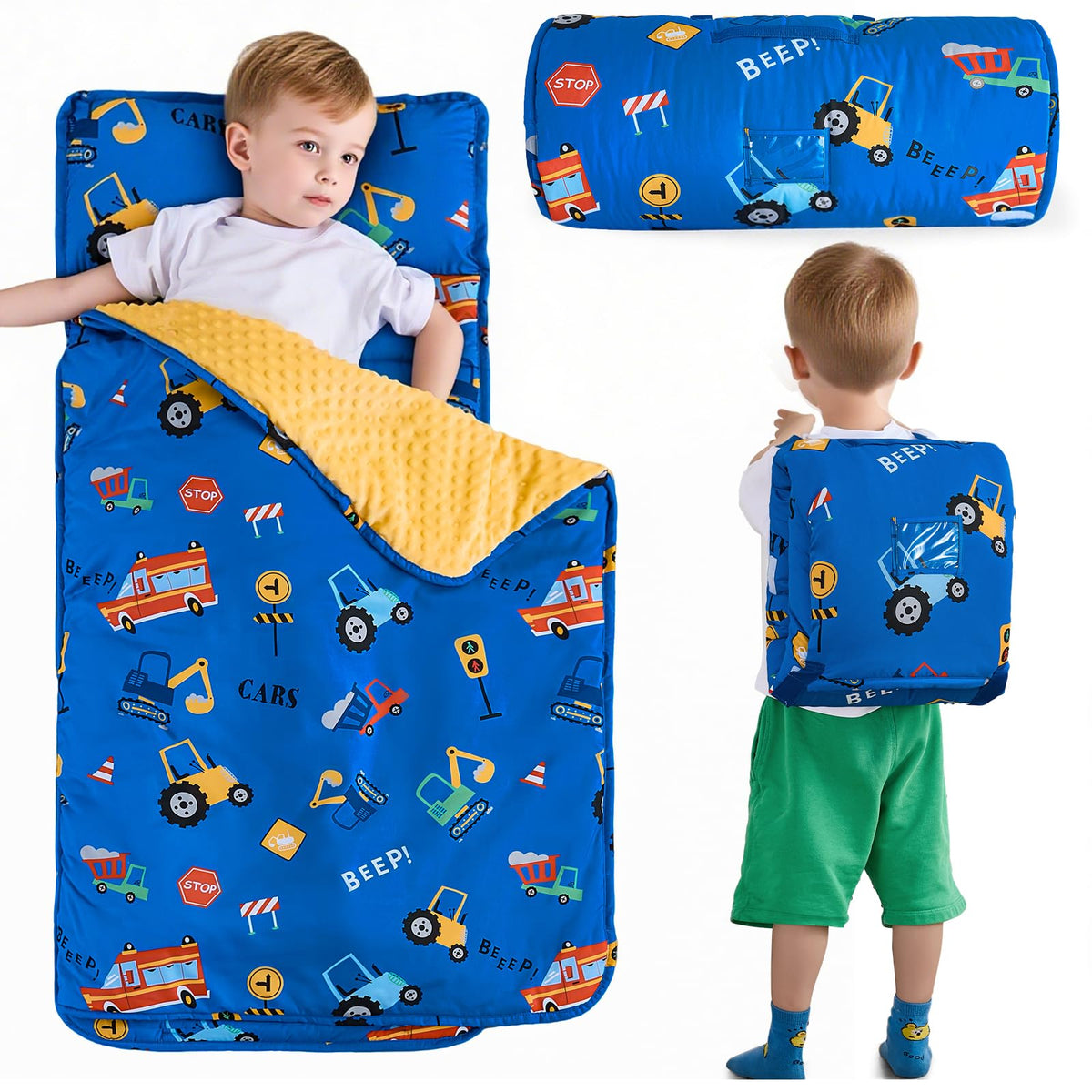 DJY Toddler Nap Mat rolled for easy transport and storage