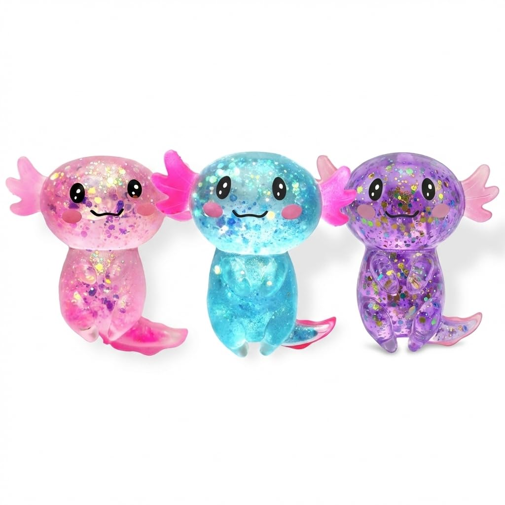 Djyxoglyn axolotl squishy glitter toy for desk fidget and focus