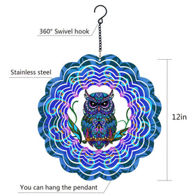 DKJOCKY 3D kinetic owl wind spinner design in motion.