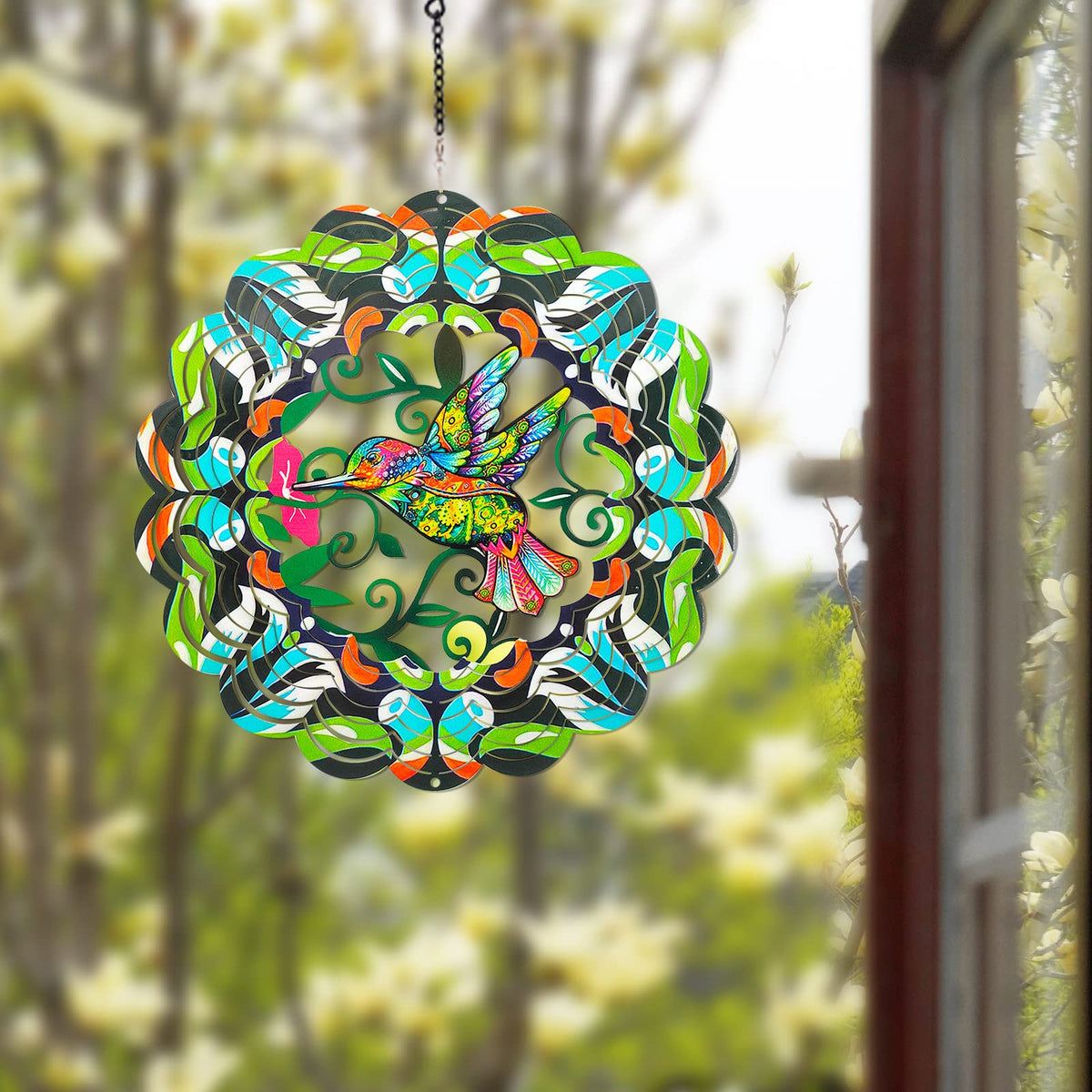 DKJOCKY hummingbird wind spinner used as indoor decor for charm.