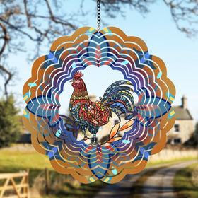 DKJOCKY rooster wind spinner with 3D kinetic design adding sparkle to your garden