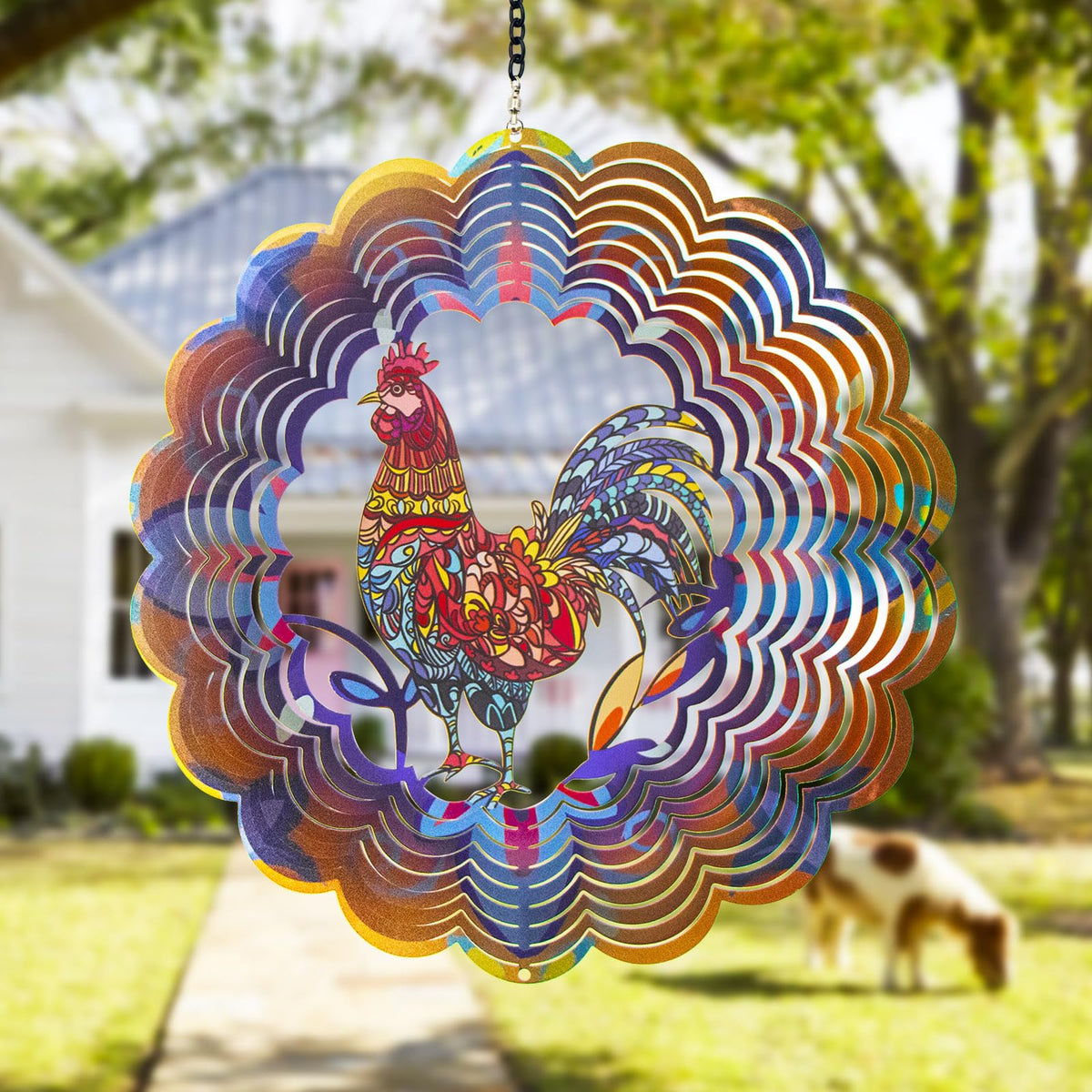 DKJOCKY rooster wind spinner suitable for indoor or outdoor displays