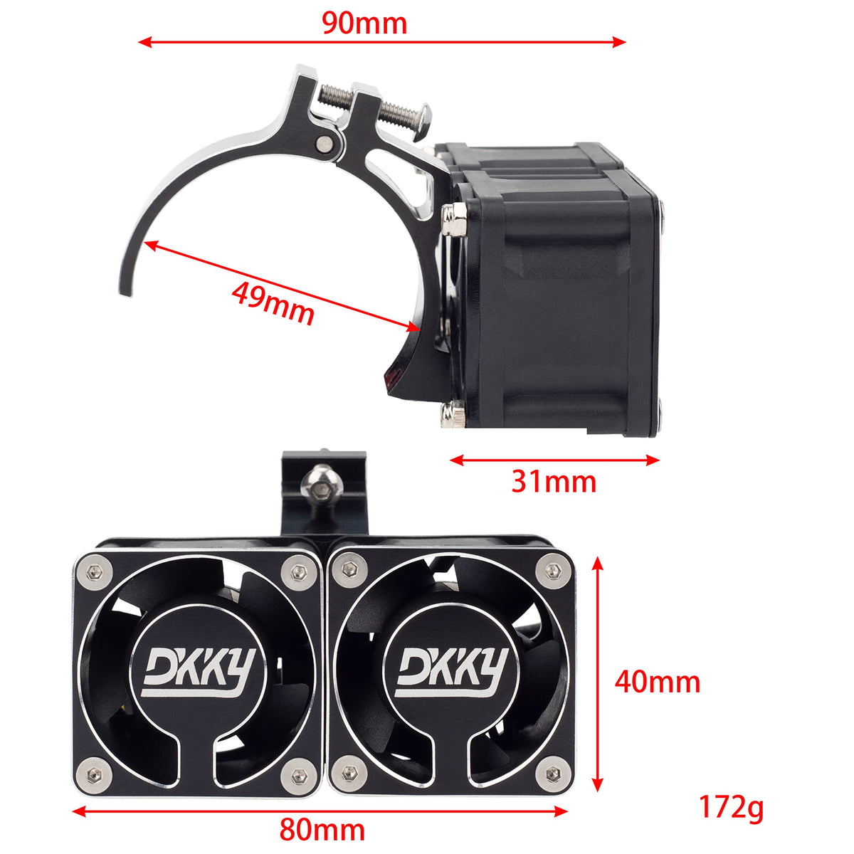 DKKY RC fan mounted on 1717 and 4985 motors improves cooling efficiency.