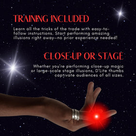 D'lite Magic Thumb light effect on hand in action shows seamless illusion