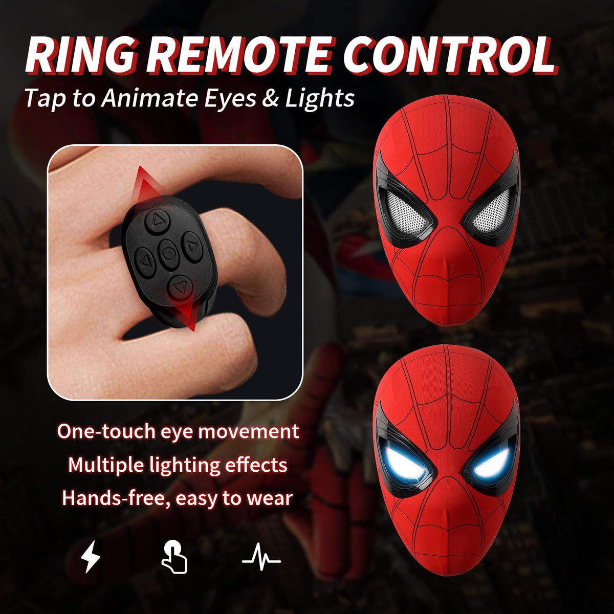 Dluobie Spider Hero Mask shows comfortable full face fit for teens and adults