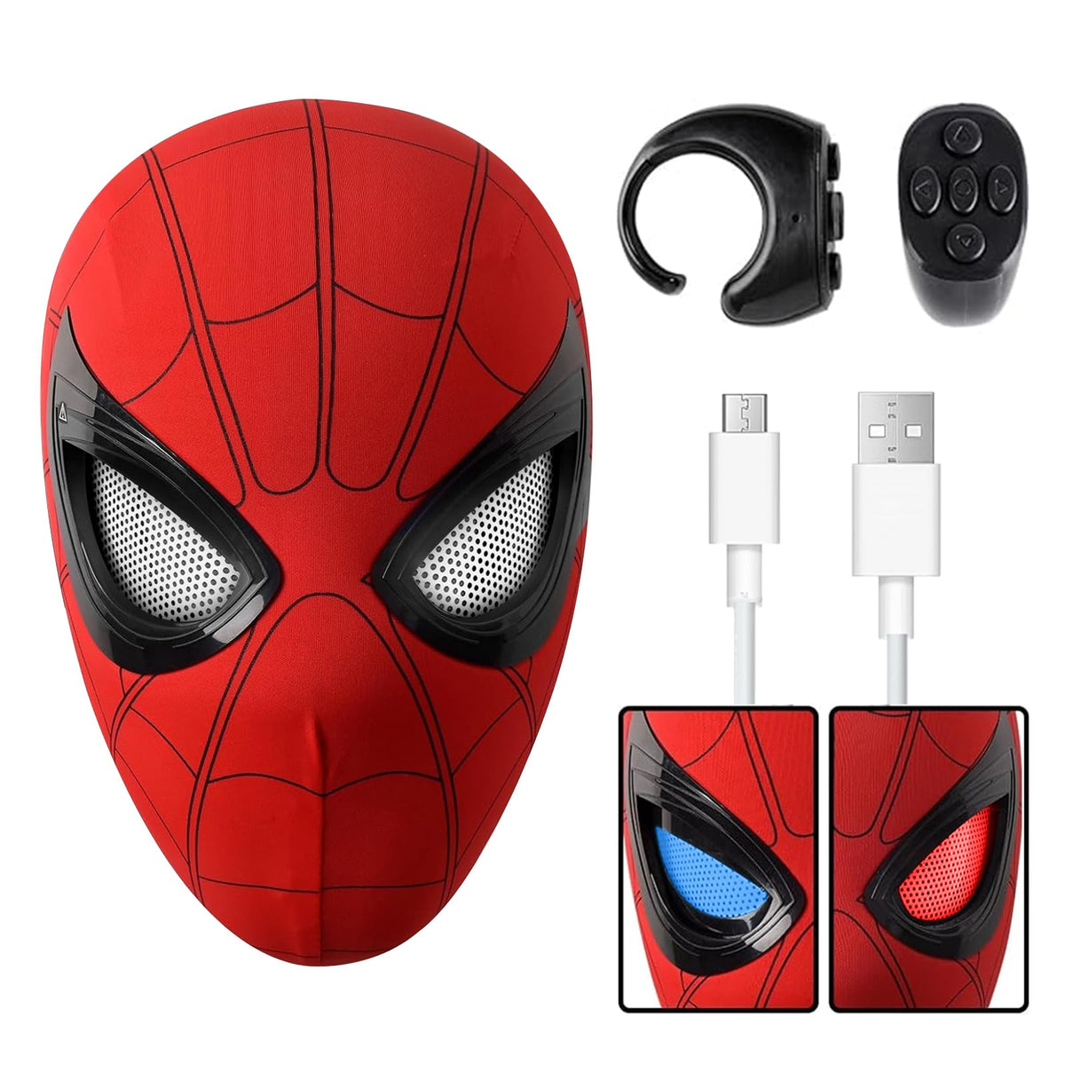 Dluobie Spider Hero Mask with moving eyes and LED glow for dynamic cosplay