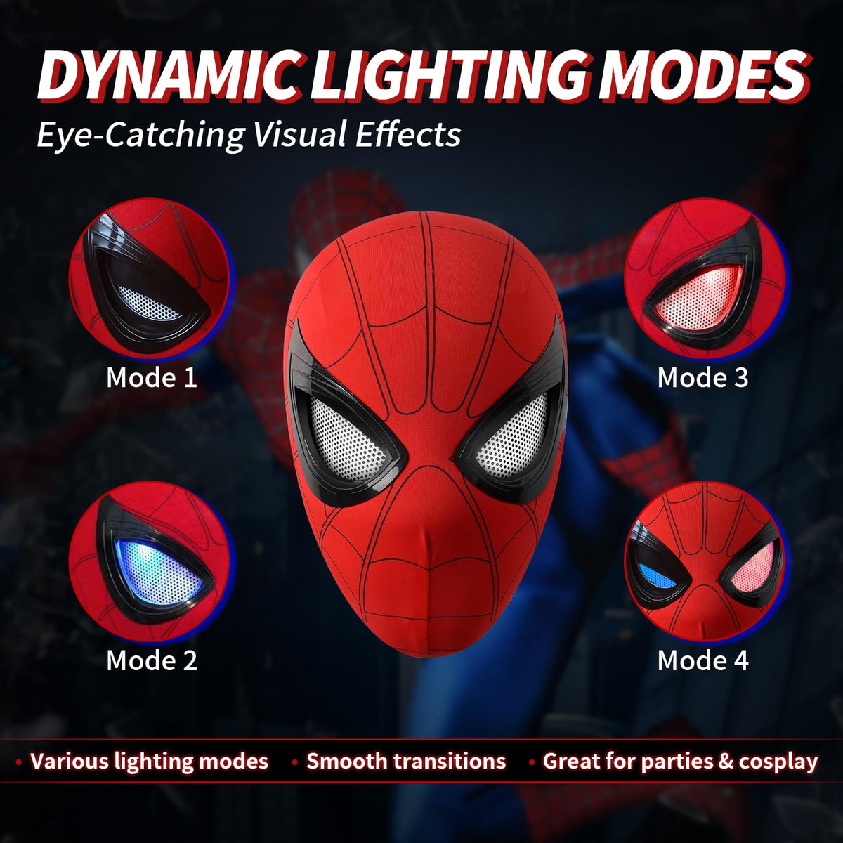 Dluobie Spider Hero Mask ring remote controlling blinking eyes for lifelike roleplay