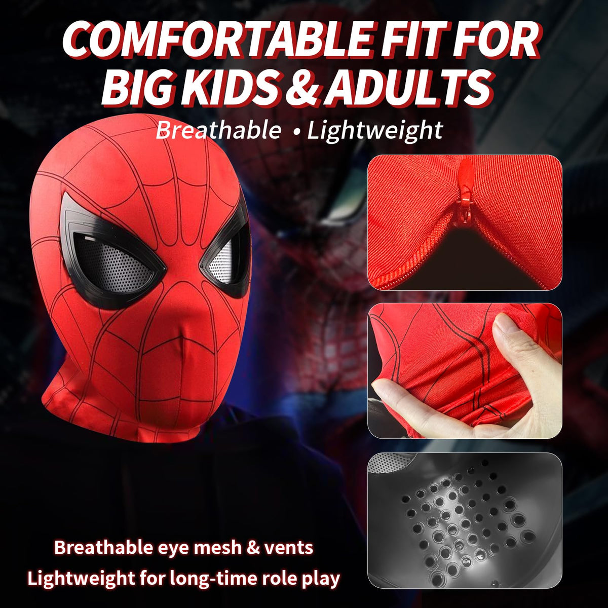 Dluobie Spider Hero Mask USB recharge feature for mess free power
