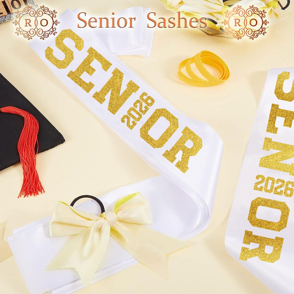 DMHMXZ senior sash glitter letters 2026 for coordinated group pride.