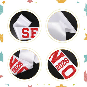 DMHMXZ white satin sash with black glitter letters, reusable and bold for senior ceremonies.