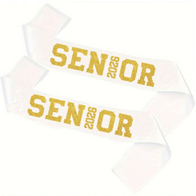 White satin sash with glitter letters for a sharp graduation look by DMHMXZ.