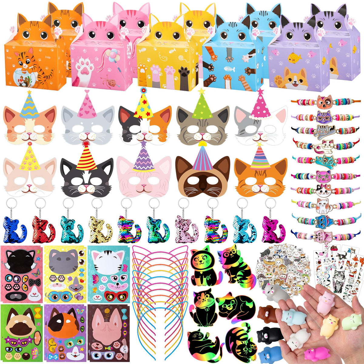 DMIGHT cat party favors keychains; colorful keepsakes for guests