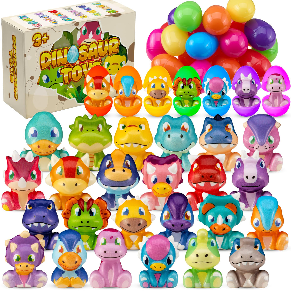 DMIGHT Easter dinosaur eggs squishy toys for kids promote tactile play and festive hunts.