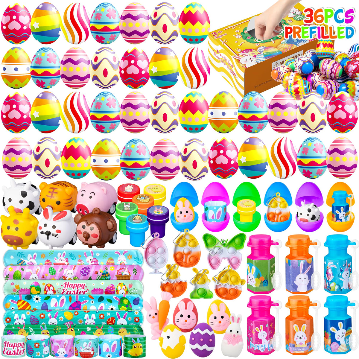 DMIGHT Easter prefilled eggs with colorful shells for easy party gifting