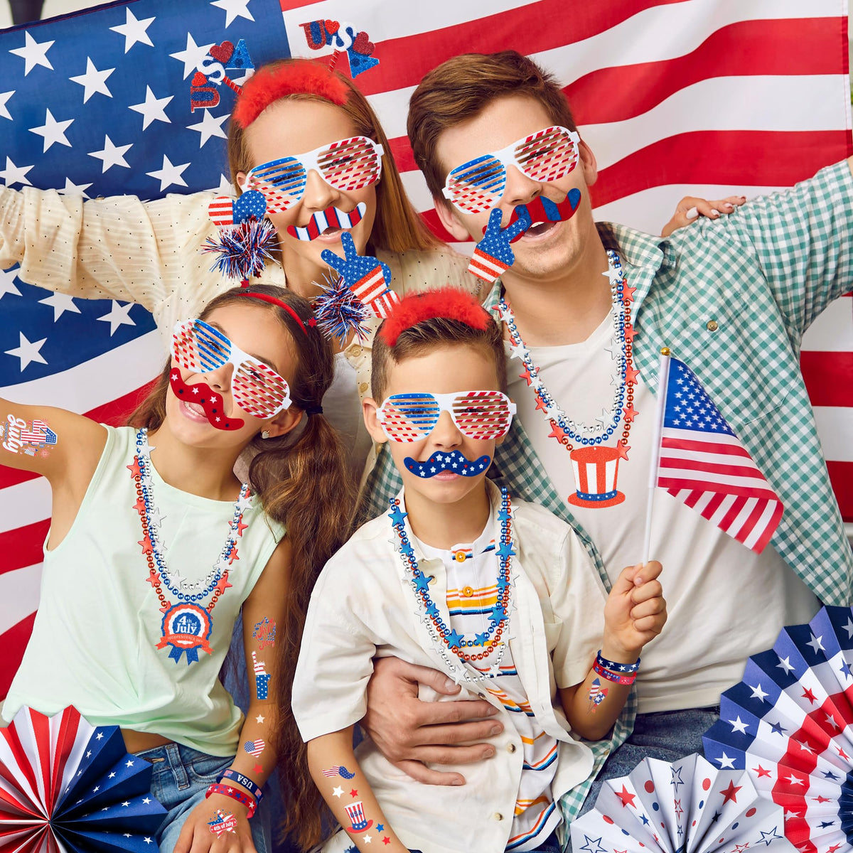 DMIGHT Fourth of July moustache adds humorous flair for themed costumes and events.
