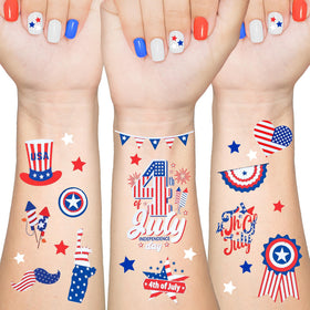 DMIGHT Fourth of July temporary tattoo set offers quick patriotic designs for everyone.