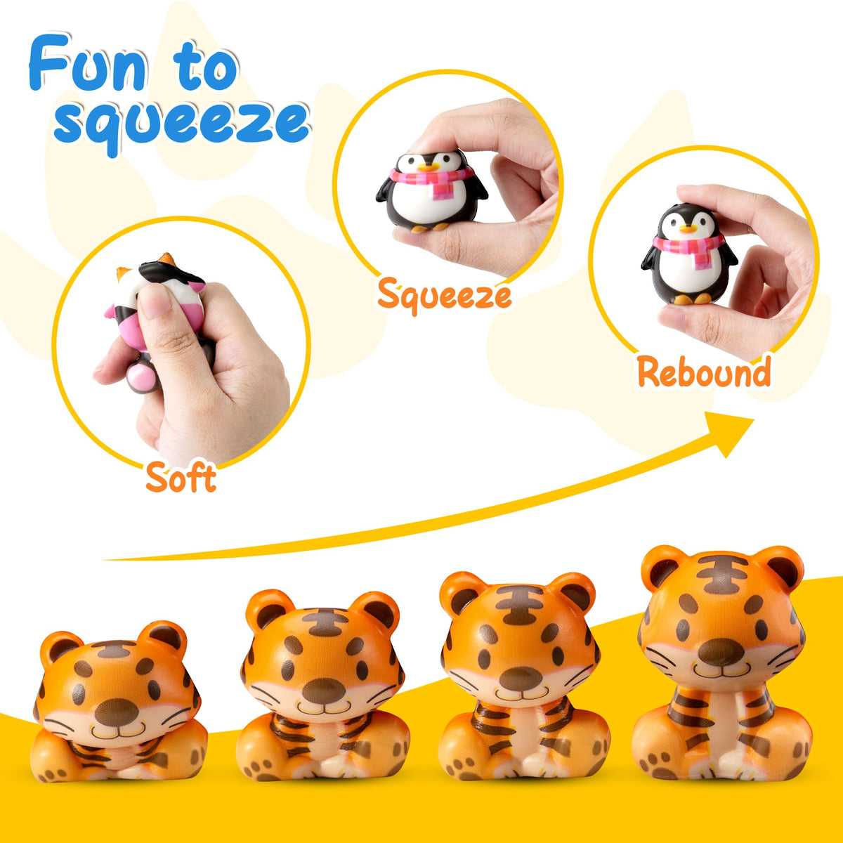 DMIGHT safari tiger squishy keychain, slow-rise stress relief for classroom rewards.