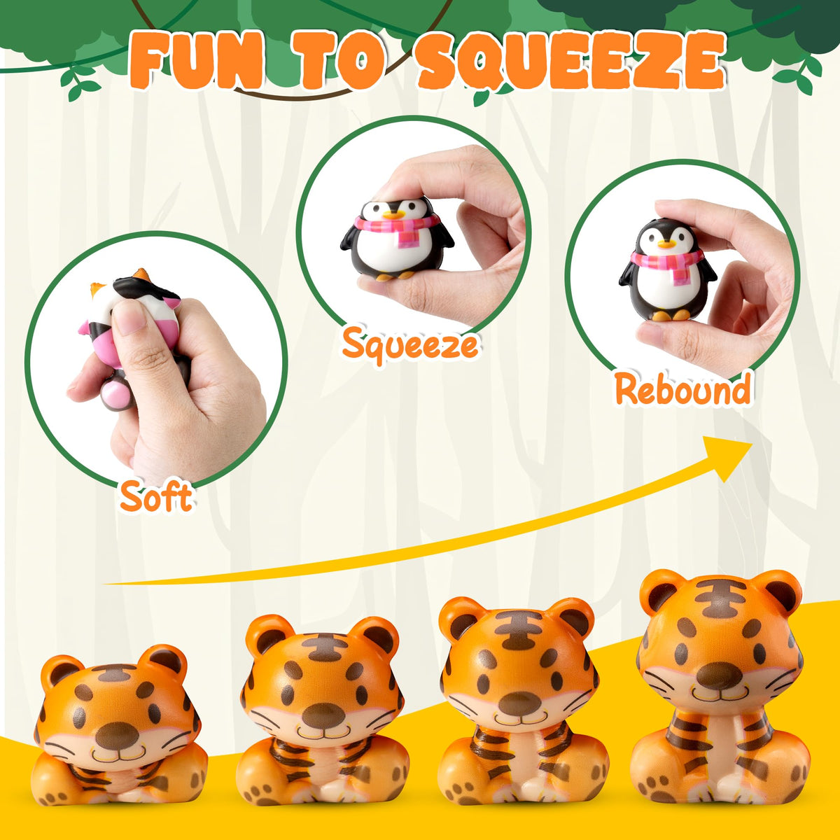 DMIGHT tiger squishy, colorful hand-squeezer for focus and calm
