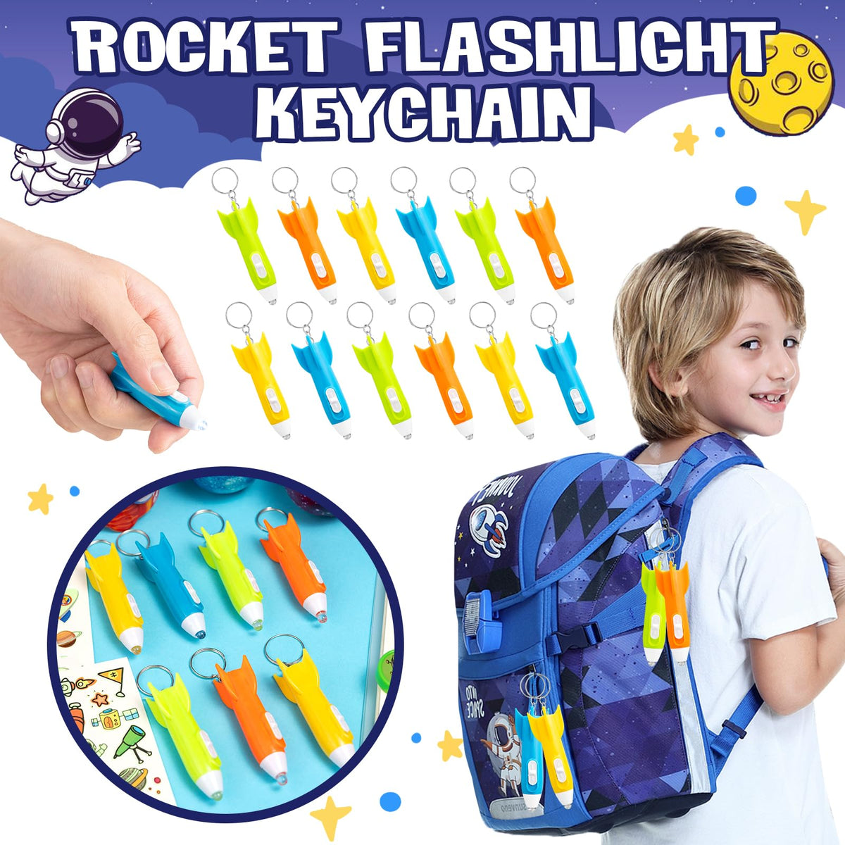 DMIGHT rocket flashlight keychain lighting up games at night