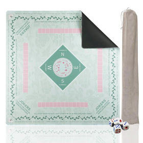 DMJHJY Mahjong Mat on table with green surface for precise play.
