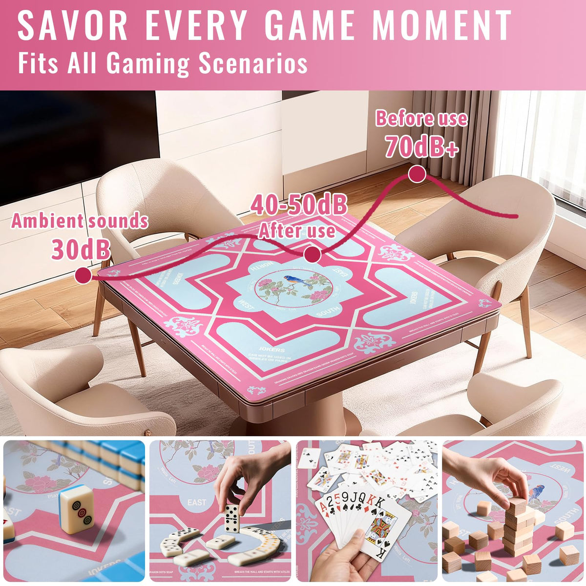 DMJHJY Mahjong mat waterproof surface protects the table during play.