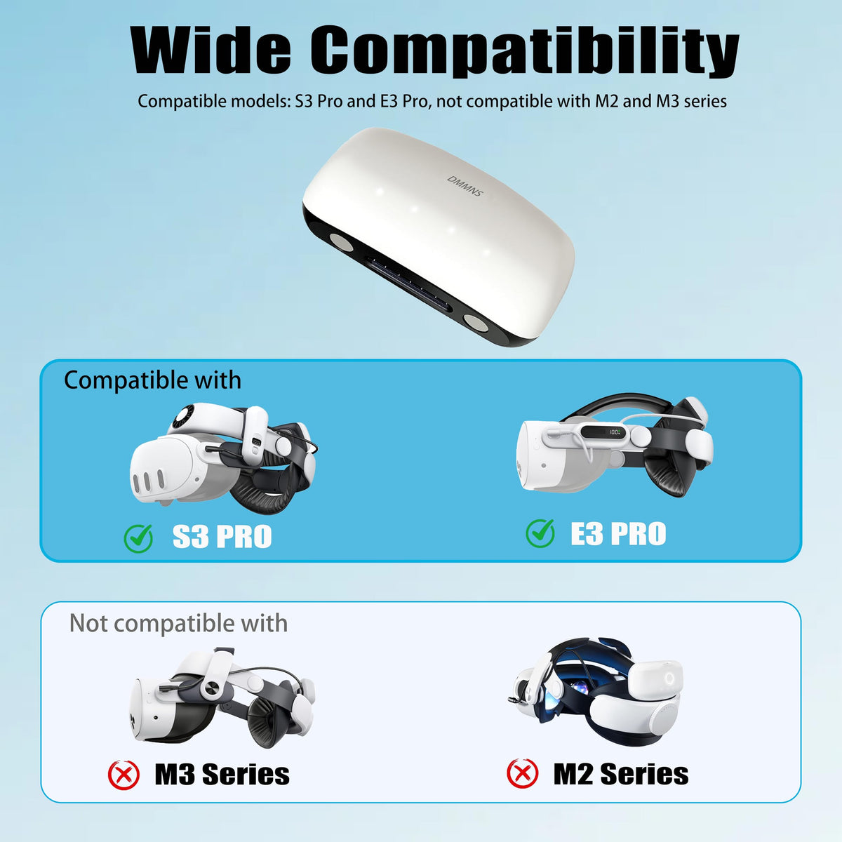 DMMNS 2 pack 10000mAh battery side view showing compact design for easy handling