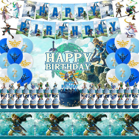 DMORED Legend Game banner adds a vibrant focal point to the birthday party setup.