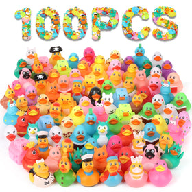 Dmsky 100-pack rubber ducks with assorted designs for bath time fun