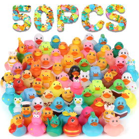 Dmsky 50-pack assorted rubber ducks for bath time fun