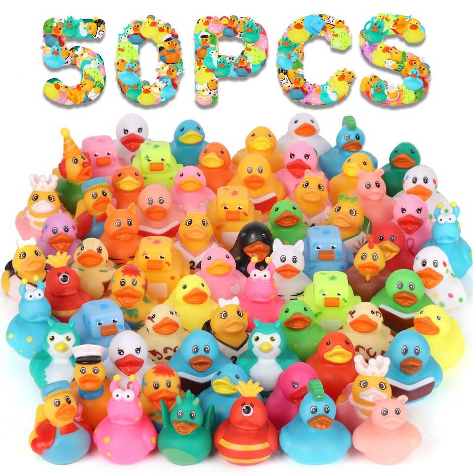 Dmsky 50-pack assorted rubber ducks for bath time fun