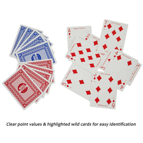DNB SPORTS Canasta blue-face cards showing clear point values at a glance.