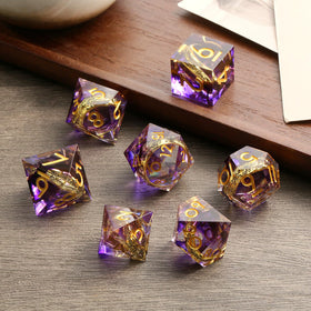 DNDND purple swirl dice shows crystal-clear visibility of inner ring