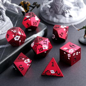 DNDND d10 metal dice with flower motif for quick checks