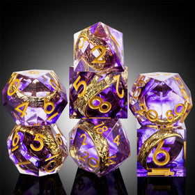 DNDND purple swirl D12 close-up highlighting sharp edges