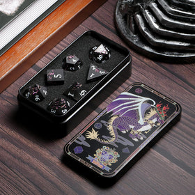 DNDND glitter purple flower D10 dice with bold character