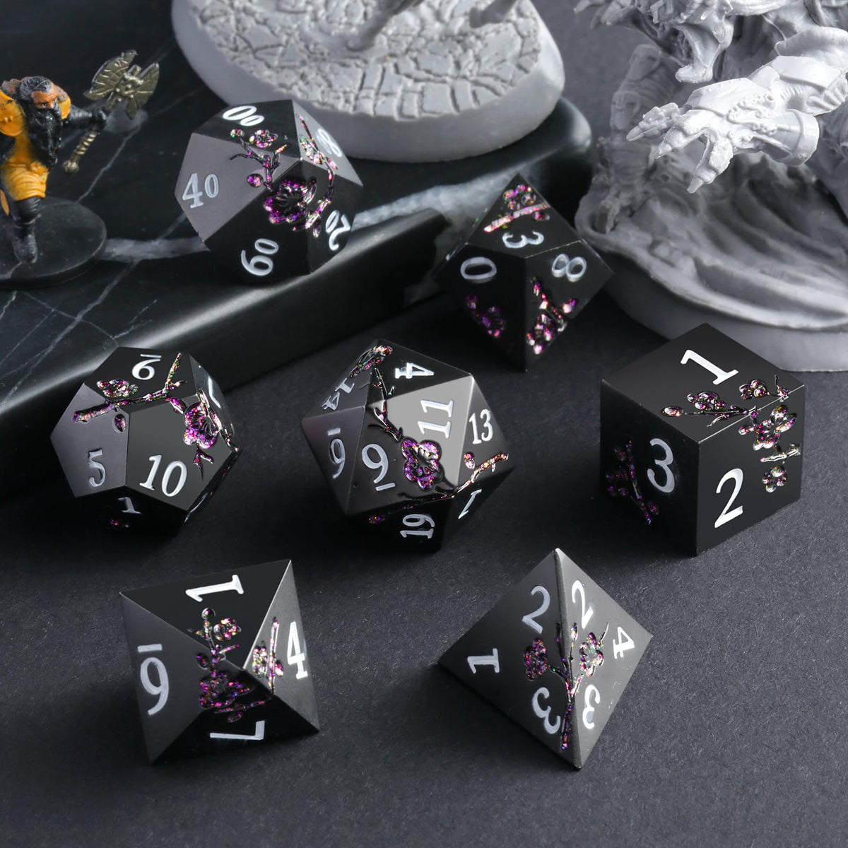 DNDND glitter purple flower D12 dice for dramatic rulings