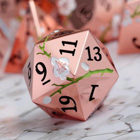 DNDND flower metal dice set D6: elegant gold and white design enhances gameplay.