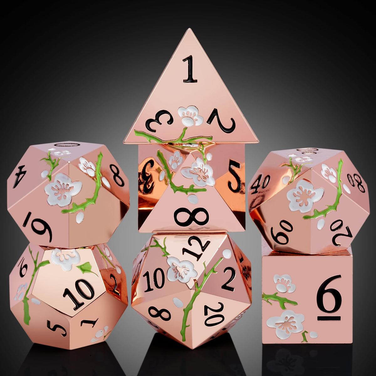 DNDND flower metal dice set Dpercent: versatile percentile dice for RPG options.