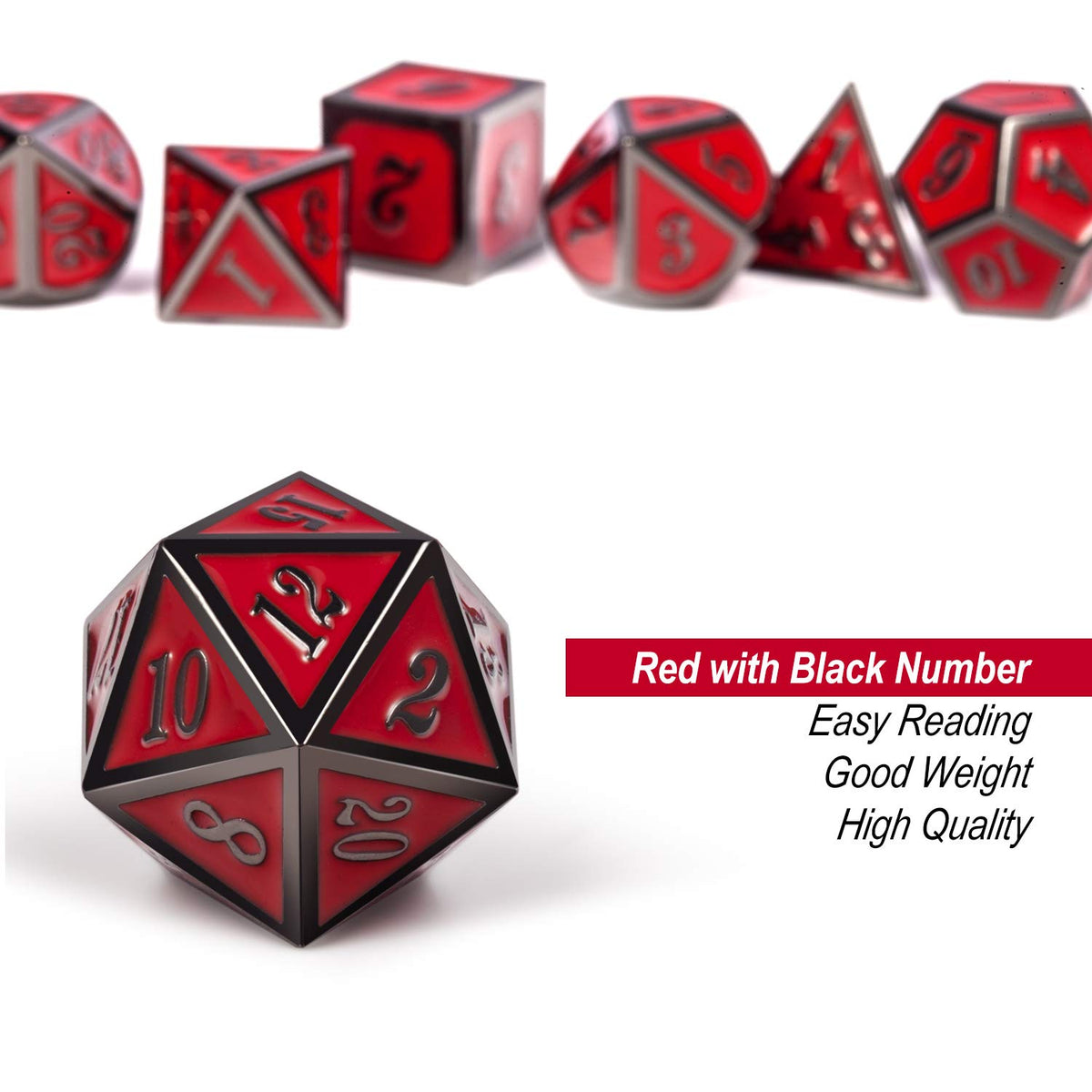 DnDnD heavy dice with balanced weight for satisfying rolls.