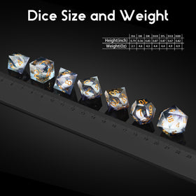 DNDND Grey Liquid Sharp Edge D12 die captivates with swirling liquid and subtle sparkle