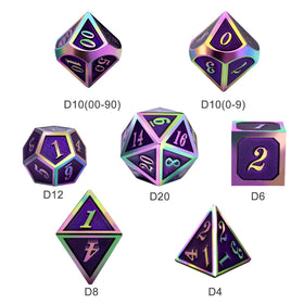 DNDND purple metal D8 die with bright numerals for quick spotting.